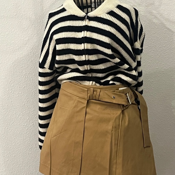 Mango Tan Wrap Mini Skirt with Asymmetrical Pleats - Picture 7 of 10